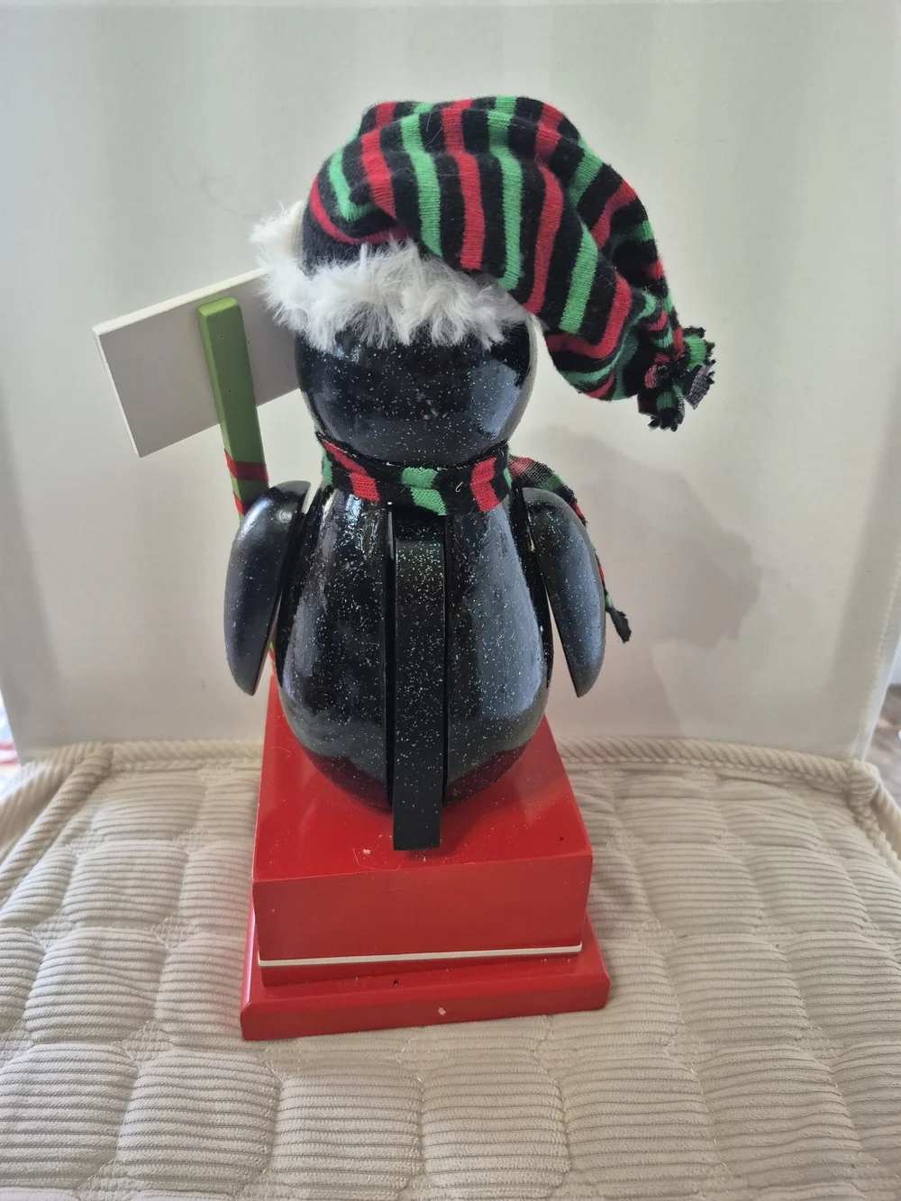 Festive Penguin Countdown Nutcracker  - Red, Black, Green